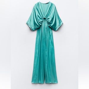 ZARA WIDE LEG JUMPSUIT SEA GREEN SIZE SMALL NEW WITH TAGS